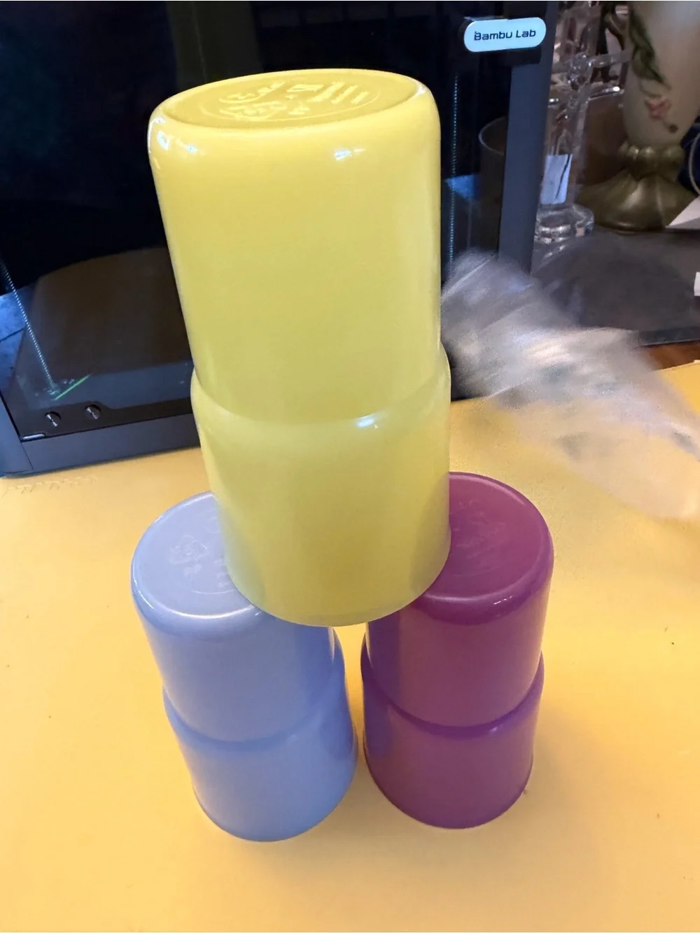Tupperware vintage Colorful Plastic Stacking Cups - Yellow, Lavender, Purple